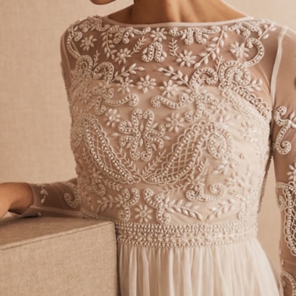 BHLDN Sinclair Long sleeve beaded wedding Dress - Picture 7 of 12